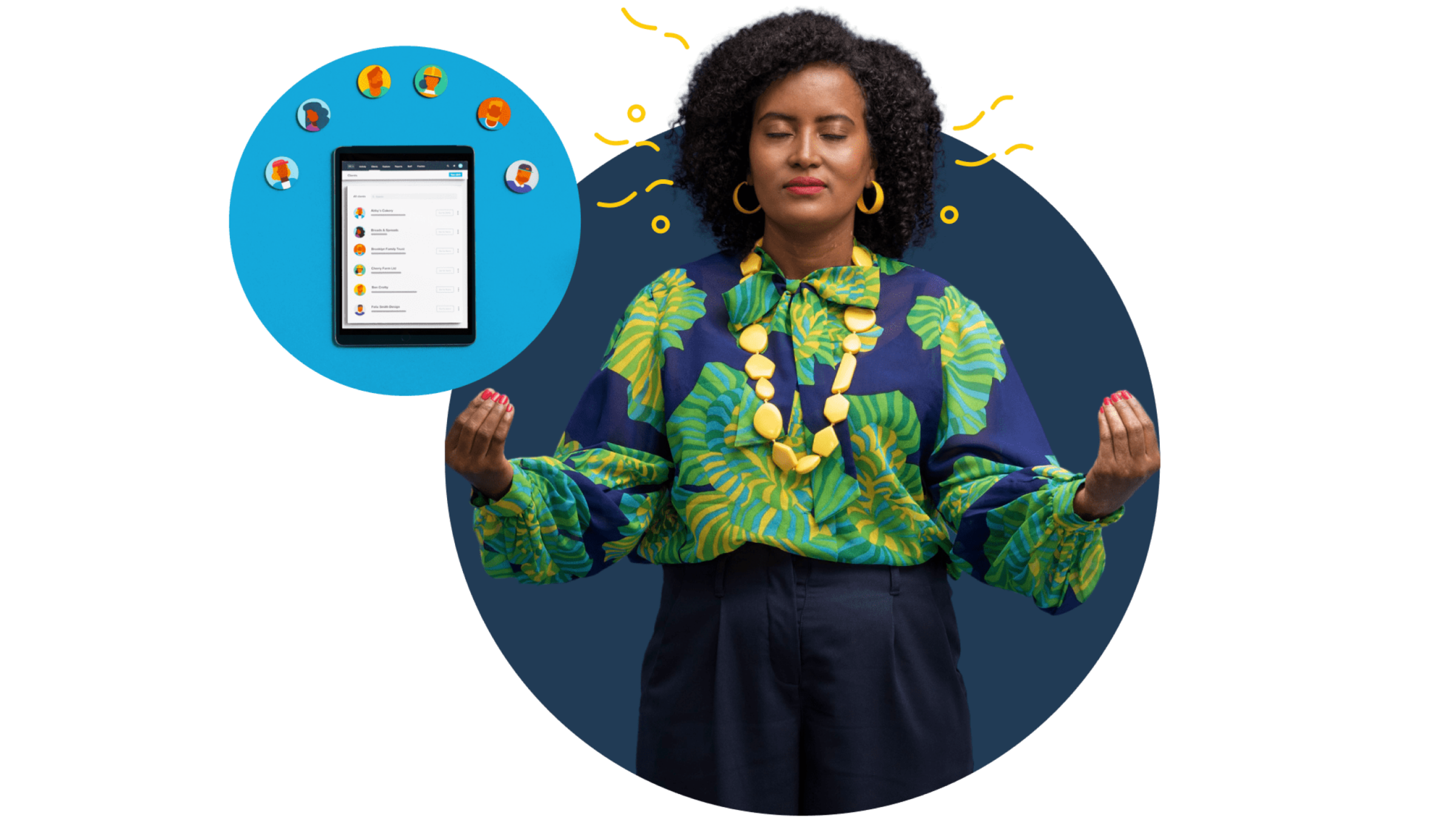 A tablet displays a financial advisors accounting software dashboard.